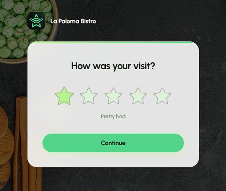 A RepuTap rating page asking 'How was your visit?' with five stars